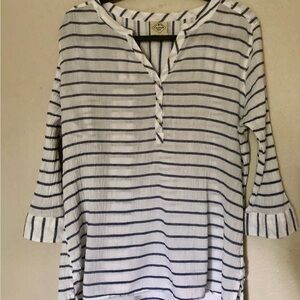 St. John's Bay Navy and White Striped Tunic